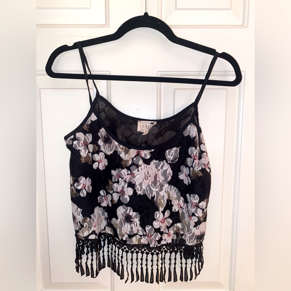 Beautiful lace/ fringe LaHearts crop top!
